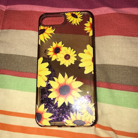 Yellow sunflower clear glitter case! iPhone 7 Plus - Picture 2 of 3